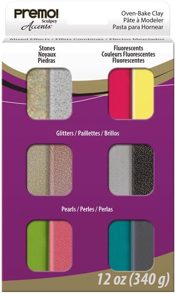 Premo Polymer Clay Multipack - Accents Mixed Effects (12pcs)