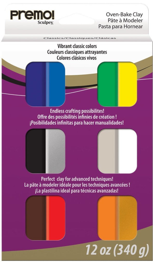 Premo Polymer Clay Multipack - Classic Colours (12 pcs)