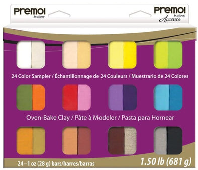 Premo Polymer Clay Multipack - Classic and Accents Mixed Effects (24pcs)